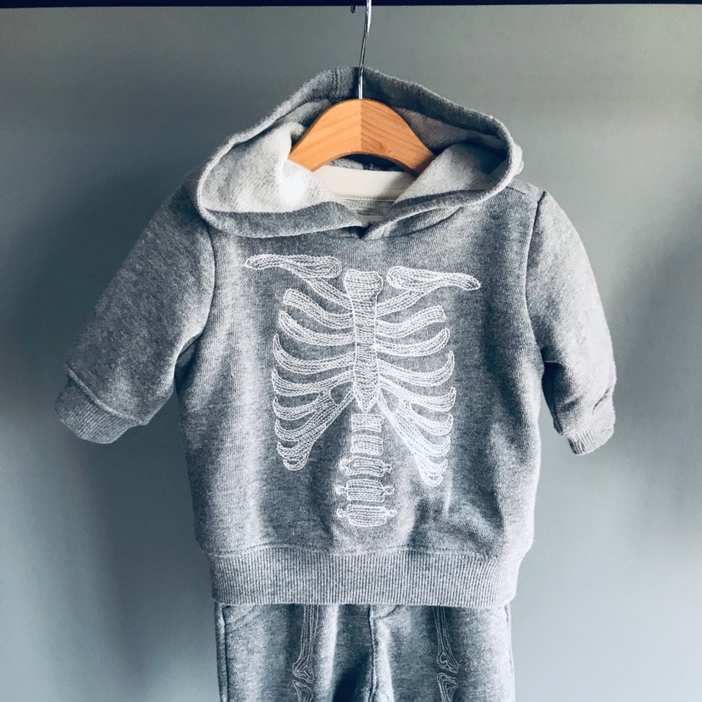 Gymboree Baby Boy Grey Skeleton Hoodie